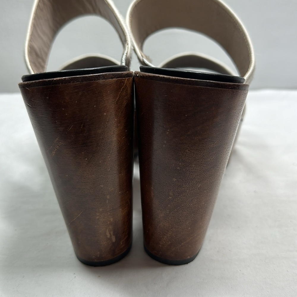 10 Crosby Derek Lam Calf Fur Wooden Heel Sandals, 9 - Picture 5 of 10